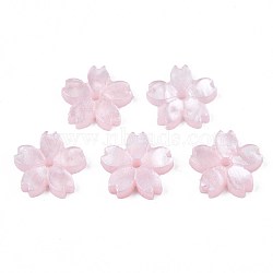 Opaque Acrylic Beads, Sakura, Pink, 10.5x11x2mm, Hole: 1.2mm(SACR-S273-31F)