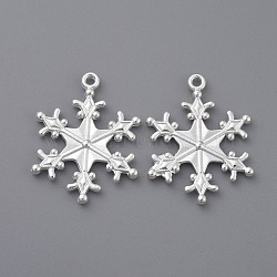 Zinc Alloy Snowflake Pendants, Charms for Christmas Day Gift Making, Lead Free & Cadmium Free & Nickel Free,  Silver Color Plated, about 29mm long, 22mm wide, 3mm thick, hole: 2mm(TIBEP-12740-S-FF)