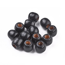 Dyed Natural Maple Wood Beads, Barrel, Lead Free, Black, 16x16~17mm, Hole: 8mm, about 676pcs/1000g(WOOD-Q007-16mm-10-LF)