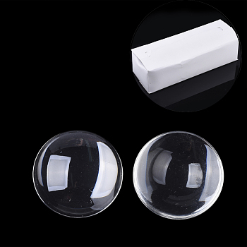 Transparent Glass Cabochons, Half Round/Dome, Clear, 48x11mm, 96pcs/box