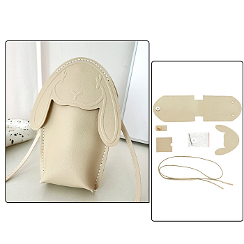 Rabbit DIY PU Leather Phone Bag Making Kits, Beige, 18.5x14x5.5cm