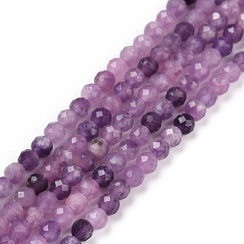 Natural Lepidolite/Purple Mica Stone Beads Strands, Faceted, Round, 3mm, Hole: 0.6mm, about 126pcs/strand, 15.16 inch(38.5cm)