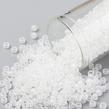 TOHO Round Seed Beads, Japanese Seed Beads, (161F) Transparent AB Frost Crystal, 8/0, 3mm, Hole: 1mm, about 1110pcs/50g