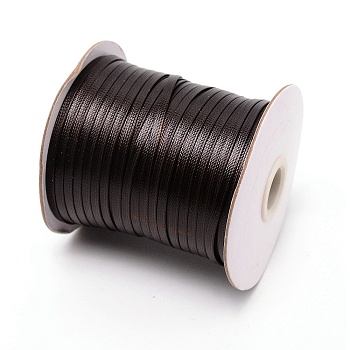 Flat Waxed Cotton Thread Cords, Coconut Brown, 4x1mm, about 87.49 Yards(80m)/Roll
