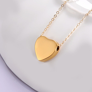 Heart Urn Ashes Pendant Necklace, 316L Stainless Steel Memorial Jewelry for Men Women, Golden, Pendant: 20x20mm