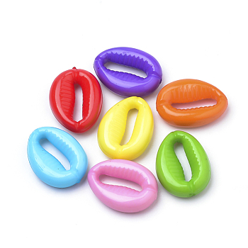 Opaque Acrylic Links, Oval, Mixed Color, 18x13.5x5mm, about 695pcs/500g