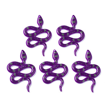 Opaque Resin Pendants, Snake, Purple, 44.5x28x3mm, Hole: 1mm