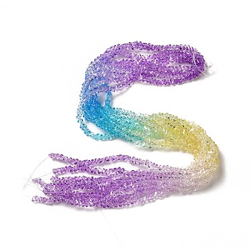 Transparent Glass Bead Strands, Segmented Multi-color Beads, Triangle, Medium Purple, 4.5x4x3.5mm, Hole: 1mm, about 134~137pcs/strand, 13.27~13.39''(33.7~34cm)