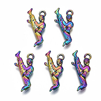Rainbow Color Alloy Pendants, Cadmium Free & Lead Free, Samurai, 22x10.5x3mm, Hole: 1.6mm