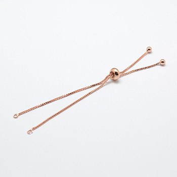 Rack Plating Brass Chain Bracelet Making, Long-Lasting Plated, Slider Bracelets Making, Cadmium Free & Nickel Free & Lead Free, Real Rose Gold Plated, Single Chain Length: about 115~120mm