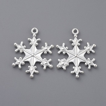 Zinc Alloy Snowflake Pendants, Charms for Christmas Day Gift Making, Lead Free & Cadmium Free & Nickel Free,  Silver Color Plated, about 29mm long, 22mm wide, 3mm thick, hole: 2mm