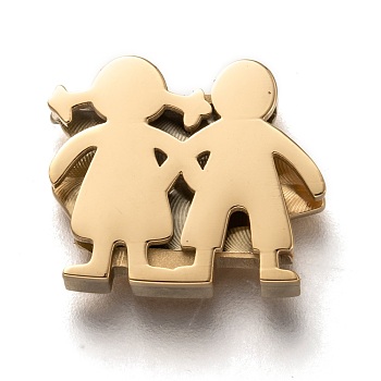 304 Stainless Steel Slide Charms, Couple, Golden, 13x15.5x3.5mm, Hole: 8x1.5mm