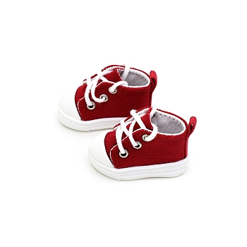 Cloth Doll Canvas Shoes, for Doll Accessories, Dark Red, 50x22mm