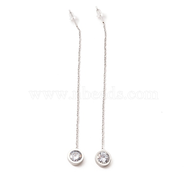 Crystal Rhinestone Flat Round Long Dangle Stud Earrings(EJEW-A067-06P)-4
