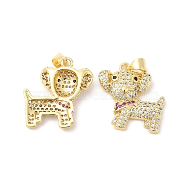 Real 16K Gold Plated Colorful Dog Brass+Cubic Zirconia Pendants