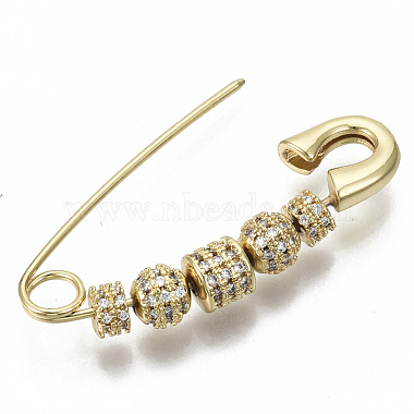 Brass Micro Pave Cubic Zirconia Safety Pins(ZIRC-S061-206G-NF)-3