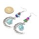 Dyed Synthetic Turquoise Crescent Moon with Tortoise Dangle Earring(EJEW-JE05269-02)-4