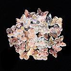 Electroplate Transparent Glass Beads, Butterfly, AB Color Plated, Half Plated, Clear AB, 9.5x11x3.5~4mm, Hole: 1.2~1.4mm, about 2220pcs/1000g(EGLA-N057-03A)
