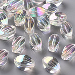 Transparent Acrylic Beads, AB Color Plated, Oval, Clear AB, 19x10.5x10.5mm, Hole: 2mm(TACR-S156-002)