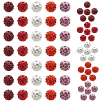 100Pcs 5 Colors Rhinestone Pave Disco Ball Beads, Polymer Clay Rhinestone Beads, Round, Mixed Color, 9~10mm, Hole: 1.6~2mm, 20pcs/color(RB-UN0001-18A)