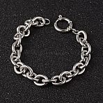 Tarnish Resistant 304 Stainless Steel Cable Chain Bracelets, with Spring Ring Clasps, Stainless Steel Color, 8-1/4 inch(210mm), 11mm(BJEW-H477-03)