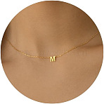 Brass Pendant Initial Necklaces for Women, Golden, Letter M, 15.75 inch(40cm)(FS-WG1D7F7-26)