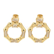 Rack Plating Polygon Brass Micro Pave Clear Cubic Zirconia Stud Earrings, Long-Lasting Plated, Lead Free & Cadmium Free, Real 18K Gold Plated, 30x25mm(EJEW-H016-29G)