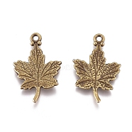 Tibetan Style Alloy Pendants, for Jewelry Making, Maple Leaf, Antique Bronze, 23x15x2mm, Hole: 1.5mm(PALLOY-TAC0010-19AB)