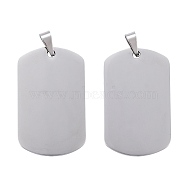 Anti-Tarnish 304 Stainless Steel Pendants, Manual Polishing, Rectangle Charm, Stamping Blank Tag, Stainless Steel Color, 35.5x22x2mm, Hole: 4x7mm(STAS-I311-03A-P)