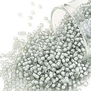 TOHO Round Seed Beads, Japanese Seed Beads, (376) Inside Color Med Gray/White-Lined, 11/0, 2.2mm, Hole: 0.8mm, about 1110pcs/10g(X-SEED-TR11-0376)