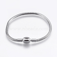 304 Stainless Steel European Style Chains Bracelet Making, with Clasps, Stainless Steel Color, 7-1/8 inch(180mm), 3mm(STAS-E428-12C-P)