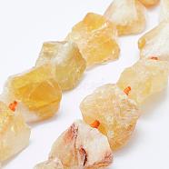Natural Citrine Beads Strands, Nuggets, 18~37x12~30mm, Hole: 2mm, about 16~17pcs/strand, 16.5 inch~17.3 inch(42~44cm)(G-K203-63)