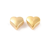 Brass Beads, Lead Free & Cadmium Free, Heart, Real 24K Gold Plated, 5.5x6x3.5mm, Hole: 1.4mm(KK-U024-13G)