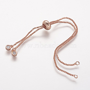 DanLingJewelry Rack Plating Eco-Friendly Brass Chain Bracelet Making, with Rhinestone, Long-Lasting Plated, Slider Bracelets Making, Cadmium Free & Lead Free, Real Rose Gold Plated, Single Chain Length: about 115~120mm(KK-DL0001-03-RS)