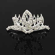 Fashionable Wedding Crown Rhinestone Hair Combs, Bridal Tiaras, Child Tiaras, with Iron and Brass Base, Crystal, 40x59mm(OHAR-R271-06)