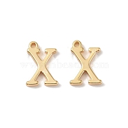 Brass Pendants, Real 18K Gold Plated, Letter X, 9.5x6.5x1.3mm, Hole: 0.8mm(KK-R164-01X-G)