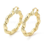 Brass Twist Rope Hoop Earrings, Real 16K Gold Plated, 39~40x35~35.5x5.5mm(EJEW-K248-15G)