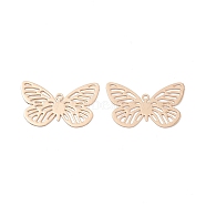 Brass Filigree Pendants, Butterfly Charm, Light Gold, 15.5x24x0.3mm, Hole: 1.2mm(KK-B064-07A-KCG)