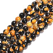 Natural Agate Beads Strands, Dyed, Faceted Round, Grade A, Goldenrod, 10mm in diameter, Hole: 1mm, about 39pcs/strand, 15.35 inch(X-G-G056-10mm-G)