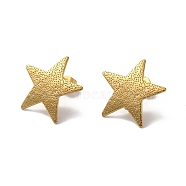 304 Stainless Stud Earring Findings, with Vertical Loops, Golden, Star, 22x22mm, Hole: 2.5mm, Pin: 0.8mm(X-STAS-M314-02B-G)