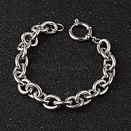 304 Stainless Steel Cable Chain Bracelets, with Spring Ring Clasps, Stainless Steel Color, 8-1/4 inch(210mm), 11mm(BJEW-H477-03)