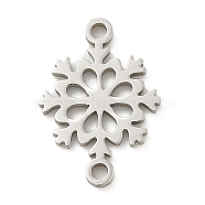 201 Stainless Steel Laser Cut Connector Charms, Stainless Steel Color, Snowflake, 15x10x1mm, Hole: 1.2mm(STAS-R133-02P-10)