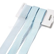 9 Yards 3 Styles Polyester Ribbon, for DIY Handmade Craft, Hair Bowknots and Gift Decoration, Sky Blue Color Palette, Light Sky Blue, 1~1-1/8 inch(25~28mm), about 3 yards/style(SRIB-A014-E06)