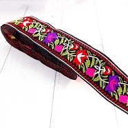5M Ethnic Style Polycotton Embroidery Ribbon, Garment Accessories, Flat, Flower, 1-1/4 inch(33mm), about 5.47 Yards(5m)/Roll(PW-WG33130-18)