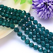 Faceted Round Imitation Austrian Crystal Bead Strands, Grade AAA, Teal, 8mm, Hole: 0.9~1mm, about 50pcs/strand, 15.7 inch(G-M182-8mm-24A)