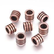 304 Stainless Steel Beads, Column, Red Copper, 10x8mm, Hole: 6.5mm(STAS-F123-04R)