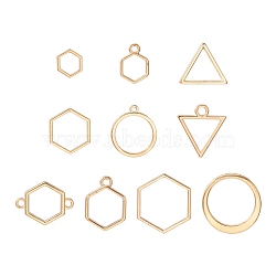 10Pcs Alloy Open Back Bezel Pendants and Links, Filling Accessories, for Epoxy Resin, Resin Jewelry Making, Mixed Shapes, Light Gold, 10~22x10~22mm(PALLOY-YWC0002-01LG)