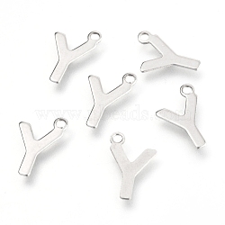 201 Stainless Steel Charms, Alphabet, Letter.Y, 12.2x8.3x0.6mm, Hole: 1.4mm(STAS-C021-06P-Y)