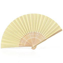 Bamboo with Paper Blank Folding Fan, DIY Bamboo Fan, for Party Wedding Dancing Decoration, Lemon Chiffon, 210mm(PW-WG26052-15)