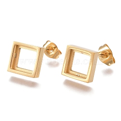 304 Stainless Steel Stud Earring Settings, Rhombus, Golden, 12.2x12.2mm, Pin: 0.6mm, Side Length: 8.8mm(STAS-P001-03G)